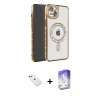 MARSİLYAN™- iPhone 14 Kılıf Zirve Doku Prime - Siyah Bilvis 5in1 3D Magic Cam Ekran Koruyucu + Diamond Kamera Lens - YL