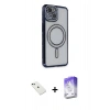 MARSİLYAN™- iPhone 14 Kılıf Zirve Doku Prime - Siyah Bilvis 5in1 3D Magic Cam Ekran Koruyucu + Diamond Kamera Lens - YL