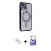 MARSİLYAN™- iPhone 14 Kılıf Zirve Doku Prime - Siyah Bilvis 5in1 5D Magic Hayalet Cam Ekran Koruyucu + Diamond Kamera Lens - YL