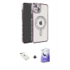 MARSİLYAN™- iPhone 14 Kılıf Zirve Doku Prime - Siyah Bilvis 5in1 5D Magic Hayalet Cam Ekran Koruyucu + Diamond Kamera Lens - YL