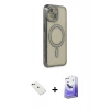 MARSİLYAN™- iPhone 14 Kılıf Zirve Doku Prime - Siyah Bilvis 5in1 5D Magic Hayalet Cam Ekran Koruyucu + Diamond Kamera Lens - YL