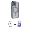 MARSİLYAN™- iPhone 14 Kılıf Zirve Doku Prime - Siyah Bilvis 5in1 5D Magic Hayalet Cam Ekran Koruyucu + Shine Kamera Lens - GS