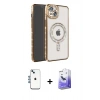 MARSİLYAN™- iPhone 14 Kılıf Zirve Doku Prime - Siyah Bilvis 5in1 5D Magic Hayalet Cam Ekran Koruyucu + Shine Kamera Lens - MI