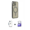 MARSİLYAN™- iPhone 14 Kılıf Zirve Doku Prime - Siyah Bilvis 5in1 5D Magic Hayalet Cam Ekran Koruyucu + Shine Kamera Lens - MI