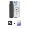 MARSİLYAN™- iPhone 14 Kılıf Zirve Doku Prime - Siyah Bilvis 5in1 5D Magic Hayalet Cam Ekran Koruyucu + PVD Metal Kamera Lens - PE