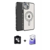 MARSİLYAN™- iPhone 14 Kılıf Zirve Doku Prime - Siyah Bilvis 5in1 5D Magic Hayalet Cam Ekran Koruyucu + PVD Metal Kamera Lens - GS