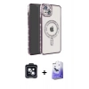 MARSİLYAN™- iPhone 14 Kılıf Zirve Doku Prime - Siyah Bilvis 5in1 5D Magic Hayalet Cam Ekran Koruyucu + PVD Metal Kamera Lens - SH