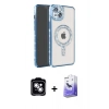 MARSİLYAN™- iPhone 14 Kılıf Zirve Doku Prime - Siyah Bilvis 5in1 5D Magic Hayalet Cam Ekran Koruyucu + PVD Metal Kamera Lens - GS