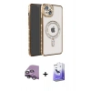 MARSİLYAN™- iPhone 14 Kılıf Zirve Doku Prime - Siyah Bilvis 5in1 5D Magic Hayalet Cam Ekran Koruyucu + Raze Metal Kamera Lens - GS