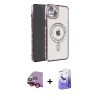 MARSİLYAN™- iPhone 14 Kılıf Zirve Doku Prime - Siyah Bilvis 5in1 5D Magic Hayalet Cam Ekran Koruyucu + Raze Metal Kamera Lens - KI