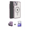 MARSİLYAN™- iPhone 14 Kılıf Zirve Doku Prime - Siyah Bilvis 5in1 5D Magic Hayalet Cam Ekran Koruyucu + Raze Metal Kamera Lens - SH
