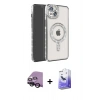MARSİLYAN™- iPhone 14 Kılıf Zirve Doku Prime - Siyah Bilvis 5in1 5D Magic Hayalet Cam Ekran Koruyucu + Raze Metal Kamera Lens - SH