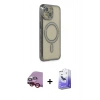 MARSİLYAN™- iPhone 14 Kılıf Zirve Doku Prime - Siyah Bilvis 5in1 5D Magic Hayalet Cam Ekran Koruyucu + Raze Metal Kamera Lens - KI