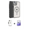 MARSİLYAN™- iPhone 14 Kılıf Zirve Doku Prime - Siyah Bilvis 5in1 5D Magic Hayalet Cam Ekran Koruyucu + Shine Kamera Lens - SH