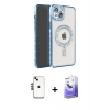 MARSİLYAN™- iPhone 14 Kılıf Zirve Doku Prime - Siyah Bilvis 5in1 5D Magic Hayalet Cam Ekran Koruyucu + Shine Kamera Lens - SH
