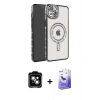 MARSİLYAN™- iPhone 14 Kılıf Zirve Doku Prime - Siyah Bilvis 5in1 5D Magic Hayalet Cam Ekran Koruyucu + PVD Metal Kamera Lens - TU