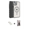 MARSİLYAN™- iPhone 14 Kılıf Zirve Doku Prime - Siyah Bilvis Hayalet Cam Ekran Koruyucu + Diamond Kamera Lens - KI