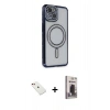 MARSİLYAN™- iPhone 14 Kılıf Zirve Doku Prime - Siyah Bilvis Hayalet Cam Ekran Koruyucu + Diamond Kamera Lens - KI