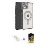 MARSİLYAN™- iPhone 14 Kılıf Zirve Doku Prime - Siyah Buffer Cam Ekran Koruyucu + Diamond Kamera Lens - KI