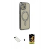 MARSİLYAN™- iPhone 14 Kılıf Zirve Doku Prime - Siyah Buffer Cam Ekran Koruyucu + Diamond Kamera Lens - YL