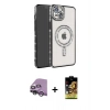 MARSİLYAN™- iPhone 14 Kılıf Zirve Doku Prime - Siyah Buffer Cam Ekran Koruyucu + Raze Metal Kamera Lens - GS