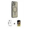 MARSİLYAN™- iPhone 14 Kılıf Zirve Doku Prime - Siyah Buffer Cam Ekran Koruyucu + Shine Kamera Lens - MI