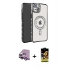 MARSİLYAN™- iPhone 14 Kılıf Zirve Doku Prime - Siyah Buffer Cam Ekran Koruyucu + Raze Metal Kamera Lens - MR