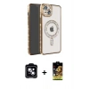 MARSİLYAN™- iPhone 14 Kılıf Zirve Doku Prime - Siyah Buffer Cam Ekran Koruyucu + PVD Metal Kamera Lens - MI