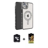 MARSİLYAN™- iPhone 14 Kılıf Zirve Doku Prime - Siyah Buffer Cam Ekran Koruyucu + PVD Metal Kamera Lens - MI