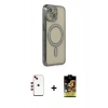 MARSİLYAN™- iPhone 14 Kılıf Zirve Doku Prime - Siyah Buffer Cam Ekran Koruyucu + Shine Kamera Lens - KI