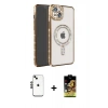 MARSİLYAN™- iPhone 14 Kılıf Zirve Doku Prime - Siyah Buffer Cam Ekran Koruyucu + Siyah Shine Kamera Lens