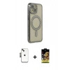 MARSİLYAN™- iPhone 14 Kılıf Zirve Doku Prime - Siyah Buffer Cam Ekran Koruyucu + Siyah Shine Kamera Lens
