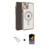 MARSİLYAN™- iPhone 14 Kılıf Zirve Doku Prime - Siyah Buffer Hayalet Cam Ekran Koruyucu + Diamond Kamera Lens - YL