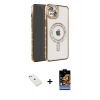 MARSİLYAN™- iPhone 14 Kılıf Zirve Doku Prime - Siyah Buffer Hayalet Cam Ekran Koruyucu + Diamond Kamera Lens - SABE