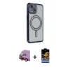 MARSİLYAN™- iPhone 14 Kılıf Zirve Doku Prime - Siyah Buffer Hayalet Cam Ekran Koruyucu + Raze Metal Kamera Lens - KI