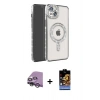 MARSİLYAN™- iPhone 14 Kılıf Zirve Doku Prime - Siyah Buffer Hayalet Cam Ekran Koruyucu + Raze Metal Kamera Lens - GS