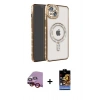 MARSİLYAN™- iPhone 14 Kılıf Zirve Doku Prime - Siyah Buffer Hayalet Cam Ekran Koruyucu + Raze Metal Kamera Lens - KI