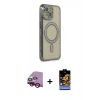 MARSİLYAN™- iPhone 14 Kılıf Zirve Doku Prime - Siyah Buffer Hayalet Cam Ekran Koruyucu + Raze Metal Kamera Lens - KI