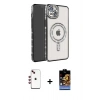 MARSİLYAN™- iPhone 14 Kılıf Zirve Doku Prime - Siyah Buffer Hayalet Cam Ekran Koruyucu + Shine Kamera Lens - KI