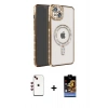 MARSİLYAN™- iPhone 14 Kılıf Zirve Doku Prime - Siyah Buffer Hayalet Cam Ekran Koruyucu + Shine Kamera Lens - KI