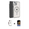 MARSİLYAN™- iPhone 14 Kılıf Zirve Doku Prime - Siyah Buffer Hayalet Cam Ekran Koruyucu + Shine Kamera Lens - KI