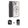MARSİLYAN™- iPhone 14 Kılıf Zirve Doku Prime - Siyah Buffer Hayalet Cam Ekran Koruyucu + PVD Metal Kamera Lens - TU