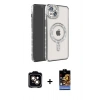 MARSİLYAN™- iPhone 14 Kılıf Zirve Doku Prime - Siyah Buffer Hayalet Cam Ekran Koruyucu + PVD Metal Kamera Lens - TU