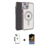 MARSİLYAN™- iPhone 14 Kılıf Zirve Doku Prime - Siyah Buffer Hayalet Cam Ekran Koruyucu + Shine Kamera Lens - YL