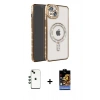 MARSİLYAN™- iPhone 14 Kılıf Zirve Doku Prime - Siyah Buffer Hayalet Cam Ekran Koruyucu + Shine Kamera Lens - YL