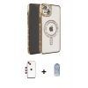 MARSİLYAN™- iPhone 14 Kılıf Zirve Doku Prime - Siyah Joko Magic 5D Cam + Kırmızı Shine Kamera Lens