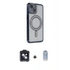 MARSİLYAN™- iPhone 14 Kılıf Zirve Doku Prime - Siyah Joko Magic 5D Cam + PVD Metal Kamera Lens - SH