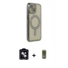 MARSİLYAN™- iPhone 14 Kılıf Zirve Doku Prime - Siyah Joko Magic 5D Hayalet Cam + PVD Metal Kamera Lens - MI