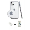 MARSİLYAN™- iPhone 14 Kılıf Zirve Doku - Şeffaf Pasifik Cam Ekran Koruyucu + Diamond Kamera Lens - YL