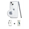 MARSİLYAN™- iPhone 14 Kılıf Zirve Doku - Şeffaf Pasifik Cam Ekran Koruyucu + Shine Kamera Lens - GS